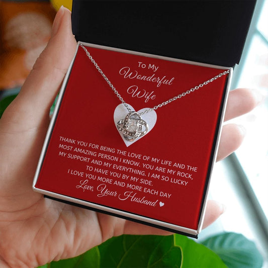 Wonderful Wife Loveknot Necklace-Red