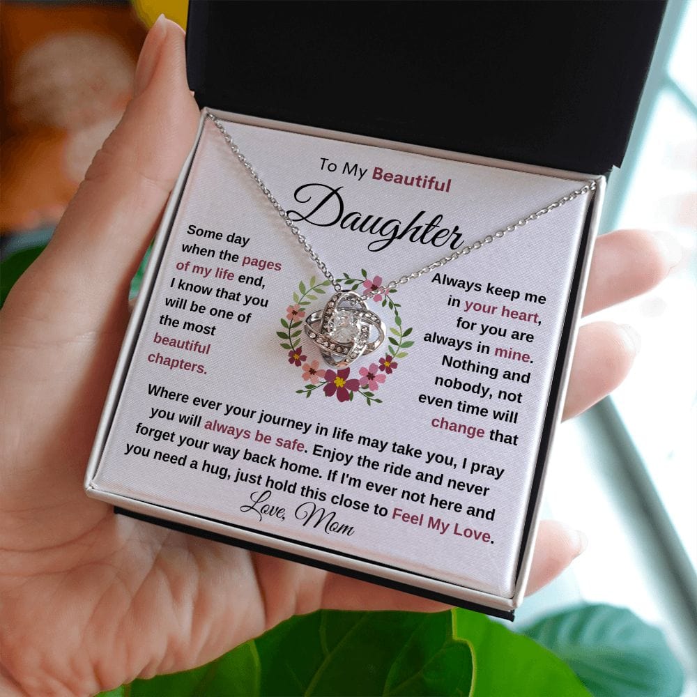 Beautiful Daughter: Keep me in your heart loveknot necklace