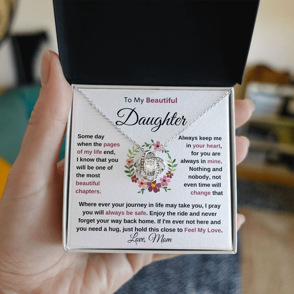 Beautiful Daughter: Keep me in your heart loveknot necklace