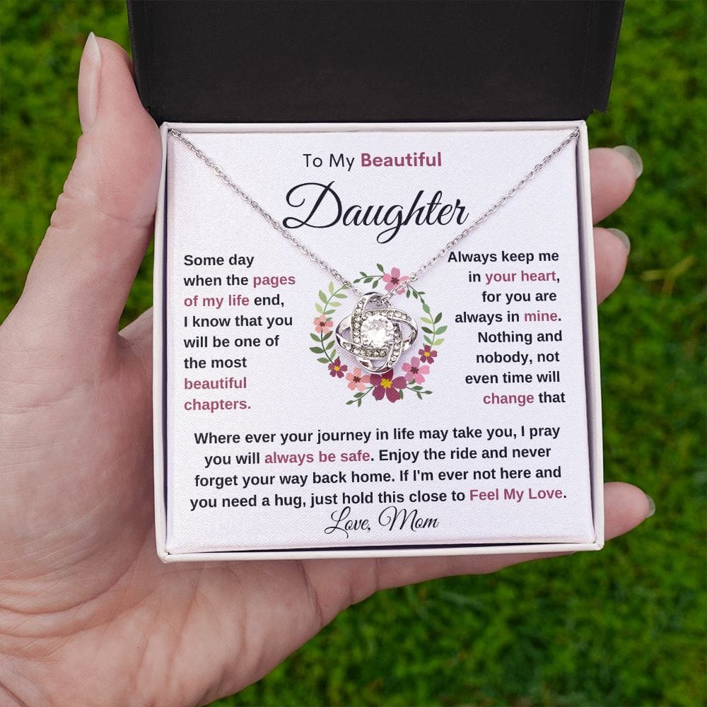 Beautiful Daughter: Keep me in your heart loveknot necklace