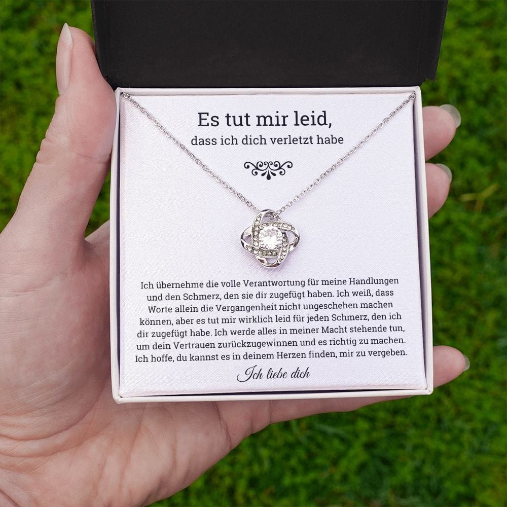 German Es tut mir leid Love Knot Necklace, Im sorry for hurting you, Apology, forgiveness gift,es tut mir leid geschenk