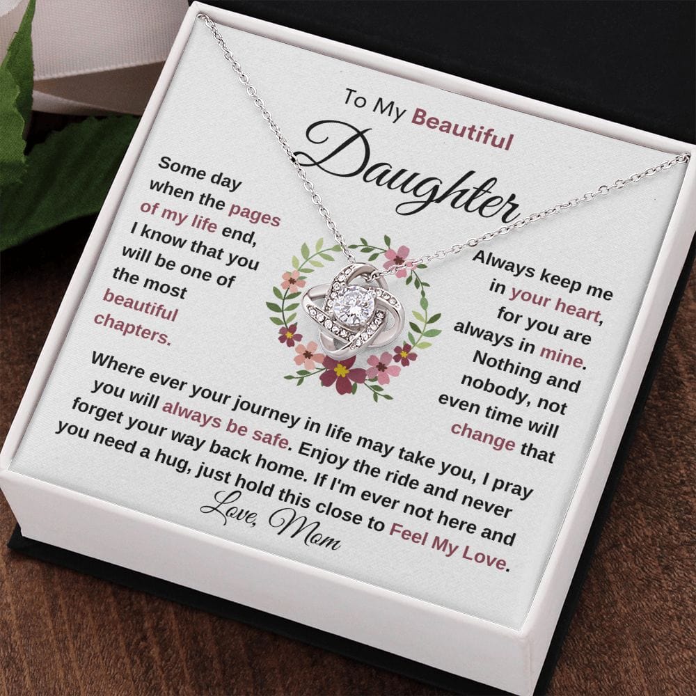 Beautiful Daughter: Keep me in your heart loveknot necklace