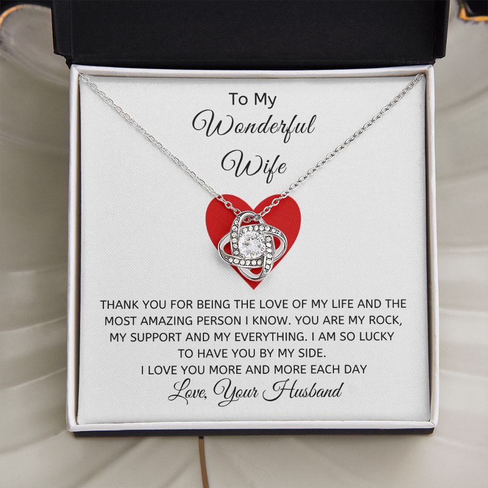 Wonderful Wife Loveknot Necklace-White