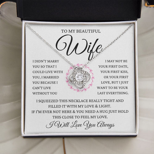 Beautiful Wife Pink Flowers - Loveknot Necklace