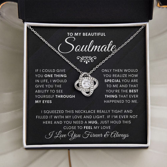 Beautiful Soulmate- Through My Eyes-Loveknot Necklace-Black