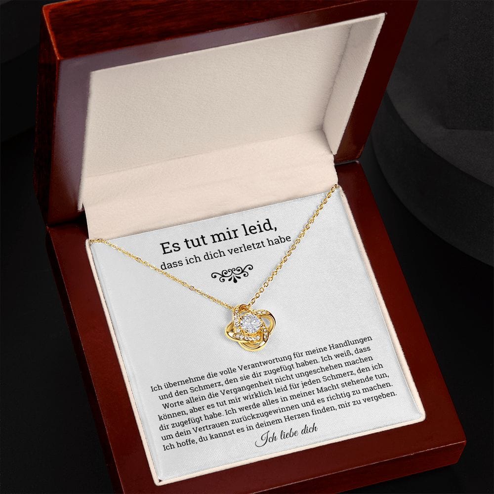 German Es tut mir leid Love Knot Necklace, Im sorry for hurting you, Apology, forgiveness gift,es tut mir leid geschenk