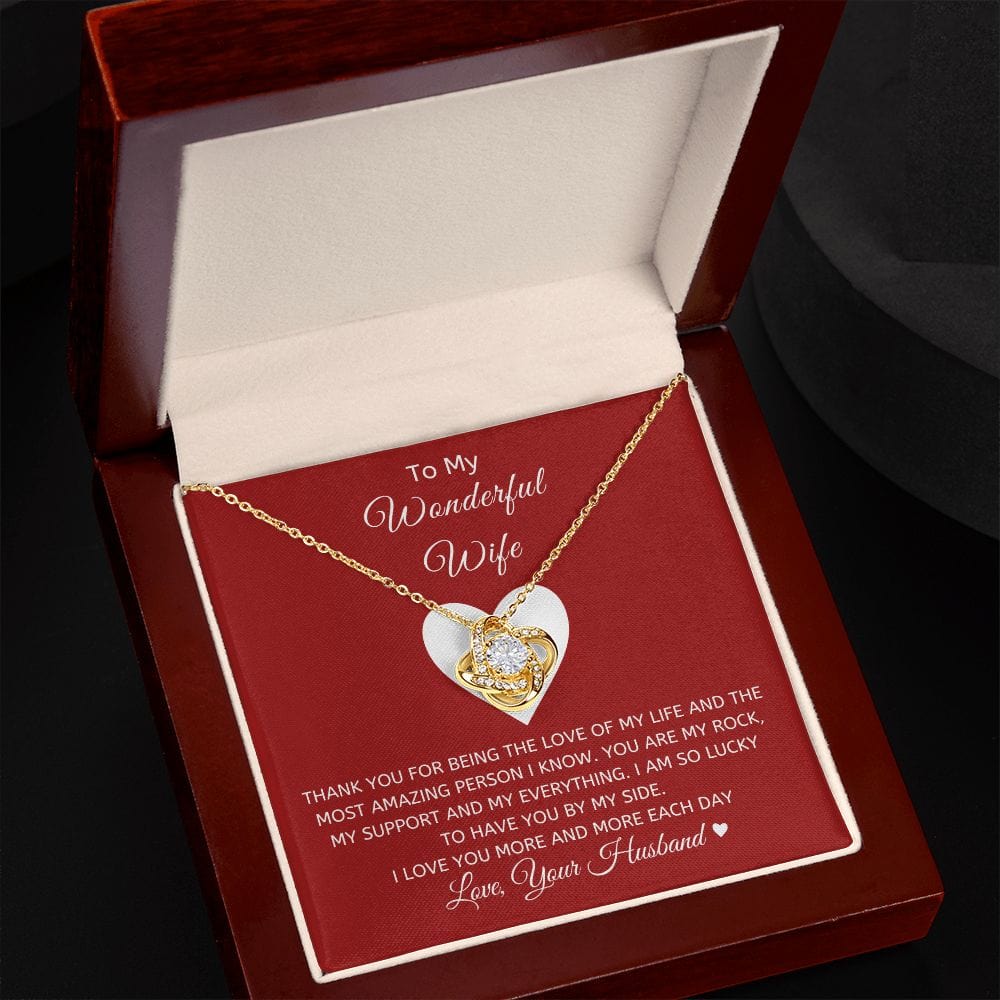 Wonderful Wife Loveknot Necklace-Red