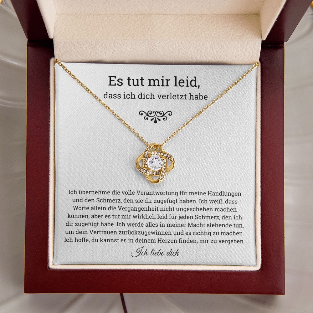 German Es tut mir leid Love Knot Necklace, Im sorry for hurting you, Apology, forgiveness gift,es tut mir leid geschenk