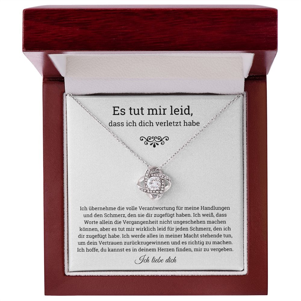 German Es tut mir leid Love Knot Necklace, Im sorry for hurting you, Apology, forgiveness gift,es tut mir leid geschenk