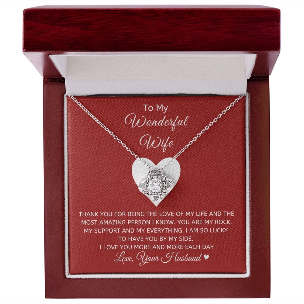 Wonderful Wife Loveknot Necklace-Red