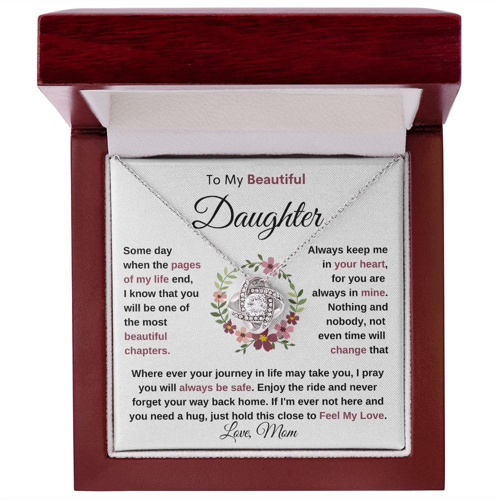 Beautiful Daughter: Keep me in your heart loveknot necklace
