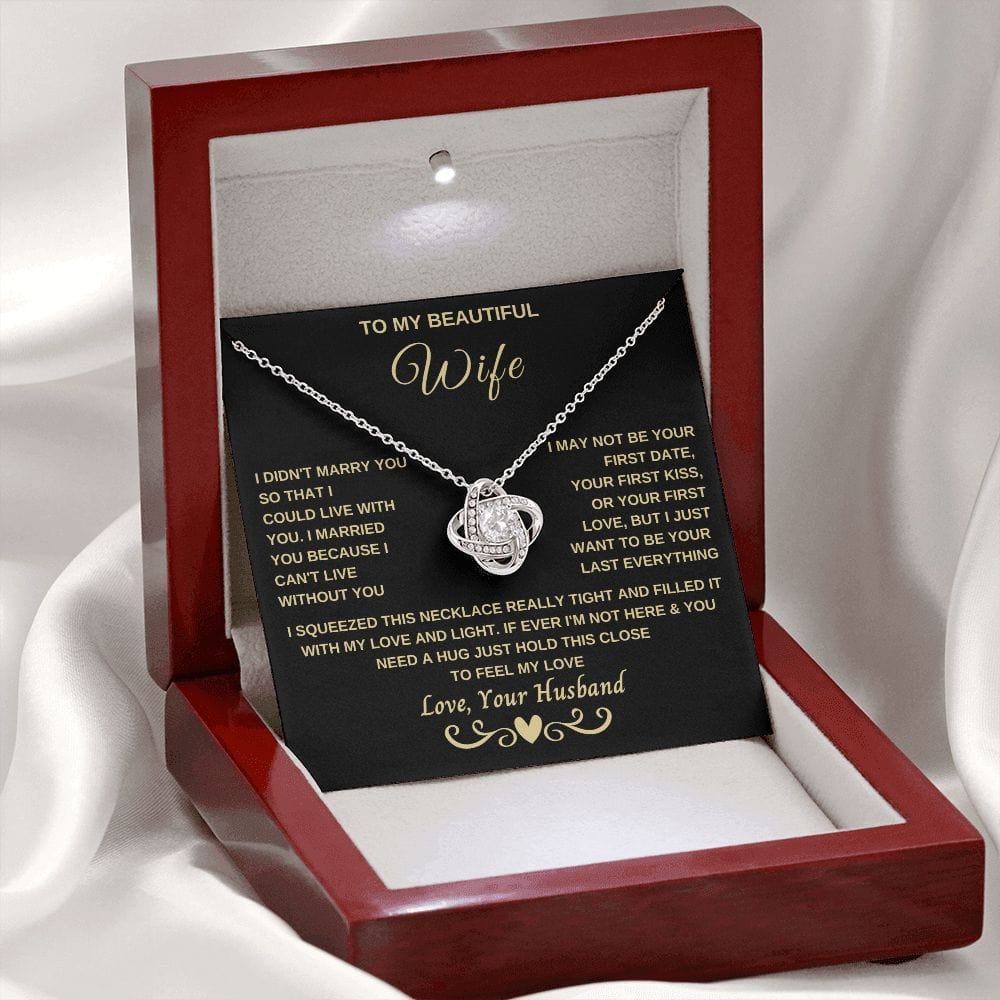 Gift for Wife "Can't live without you" Loveknot Necklace