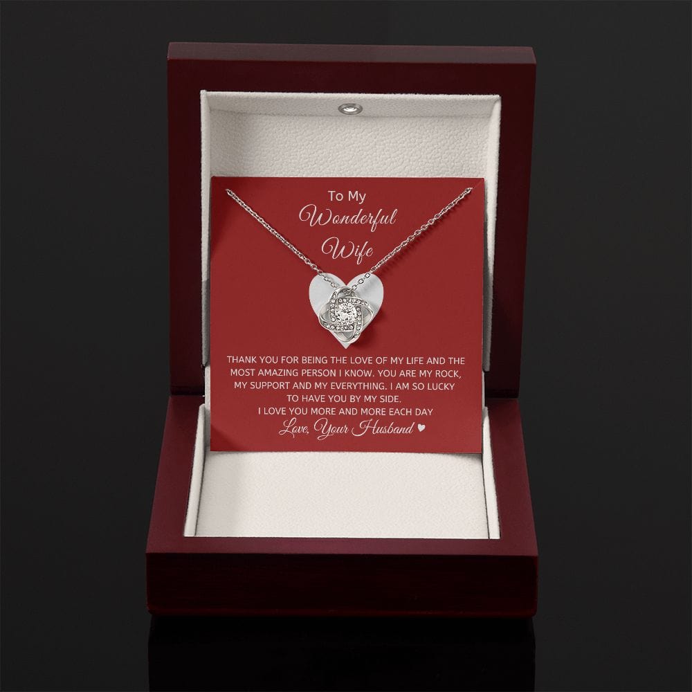 Wonderful Wife Loveknot Necklace-Red