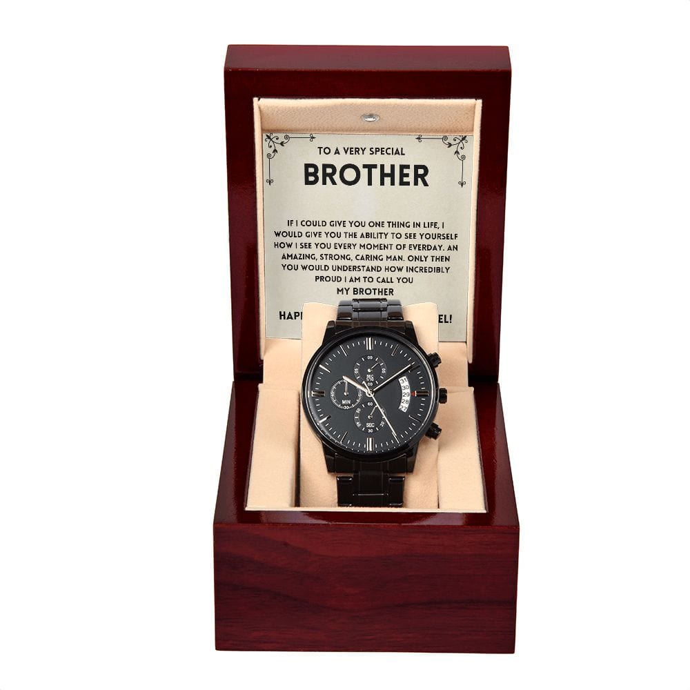 Personalized 50th Birthday Gift for Brother - Black Chronograph Watch