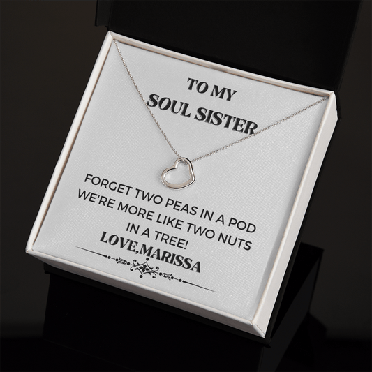 Soul Sister- Personalized Delicate Heart Necklace