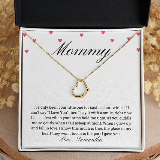 First Mother's day gift Heart pendant necklace , Personalized Gift for New Mom from Baby Girl or Baby Boy