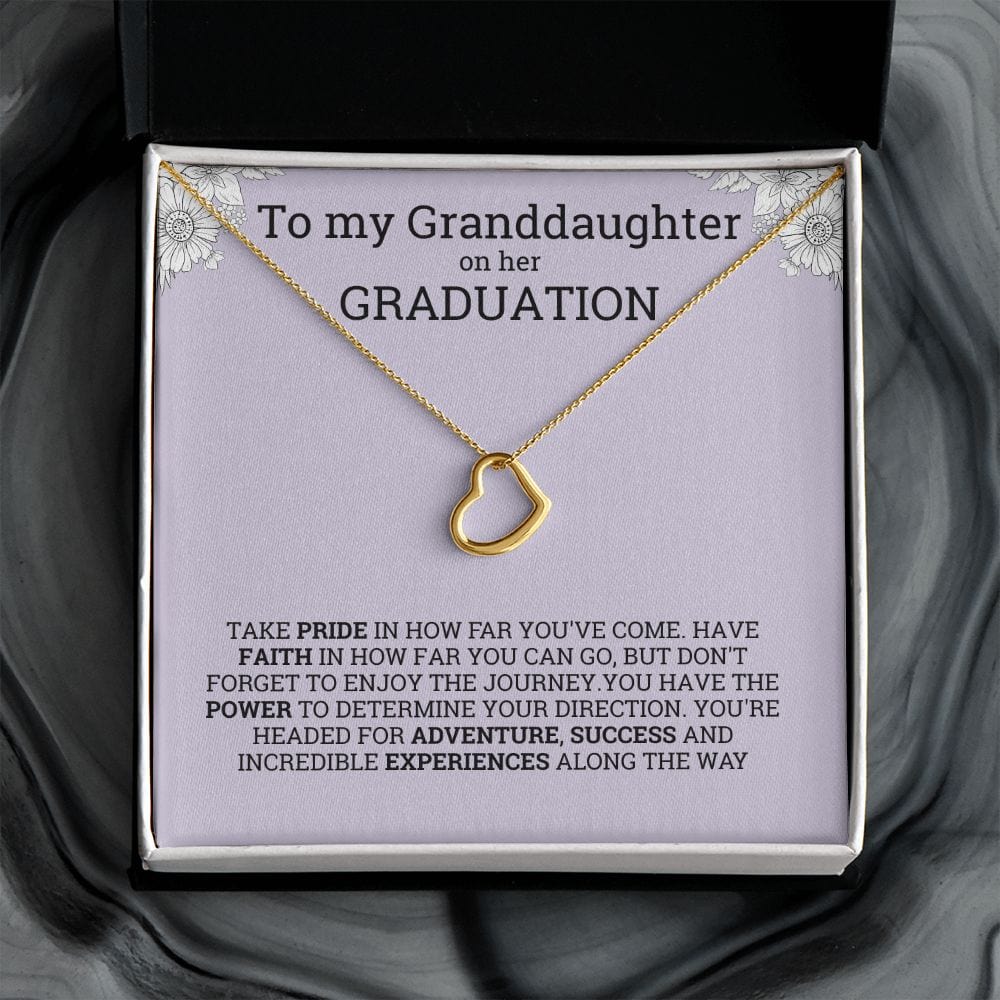 Granddaughter Gift from grandparents for graduation, Delicate heart necklace