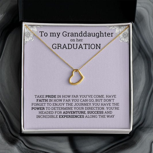 Granddaughter Gift from grandparents for graduation, Delicate heart necklace