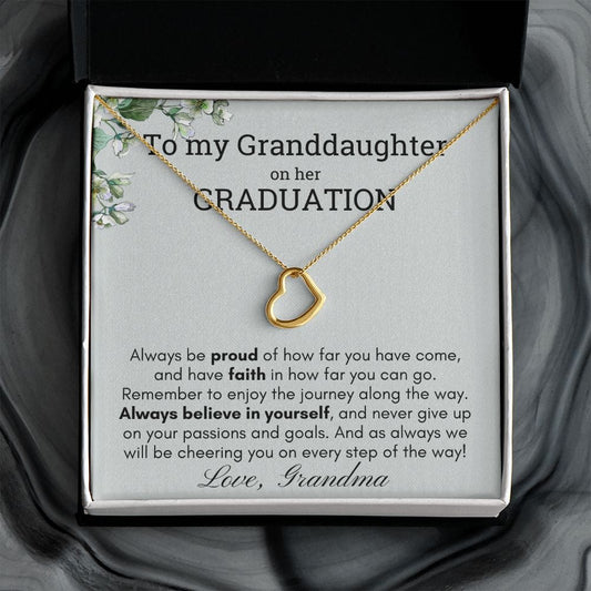 Personalized Granddaughter Gift from grandma/nana/mamaw/nonna for graduation, Delicate heart necklace