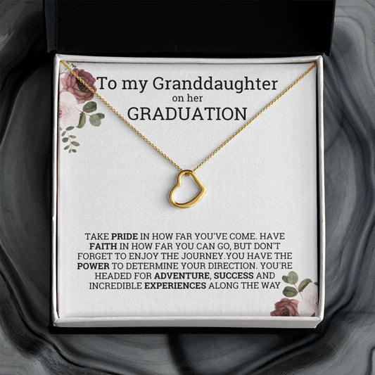 Graduation Gift for granddaughter from grandma, grandpa, grandparents Heart pendant necklace