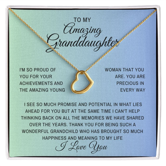 Granddaughter necklace from gigi, To our granddaughter jewelry, Graduation/birthday/Christmas gift