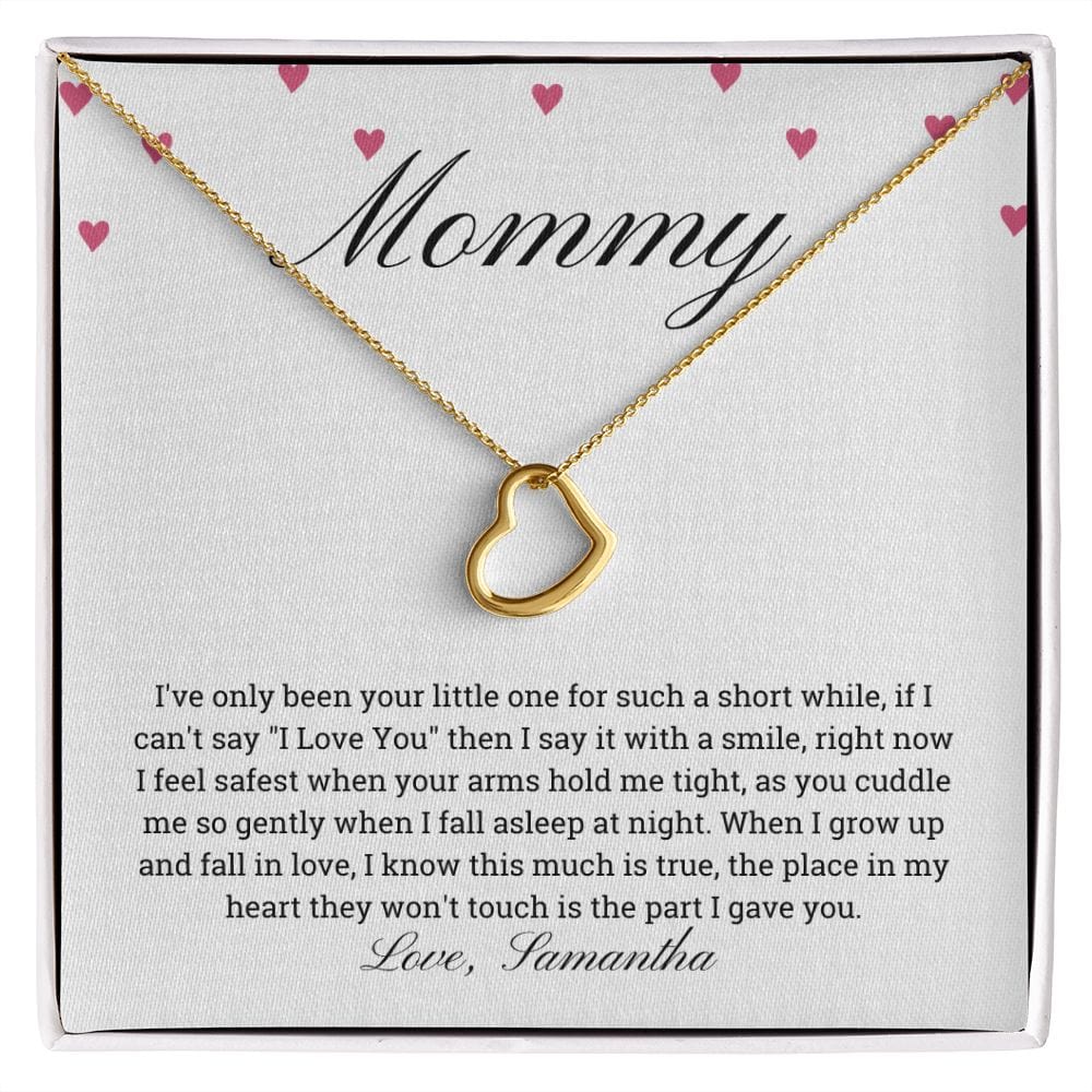 First Mother's day gift Heart pendant necklace , Personalized Gift for New Mom from Baby Girl or Baby Boy
