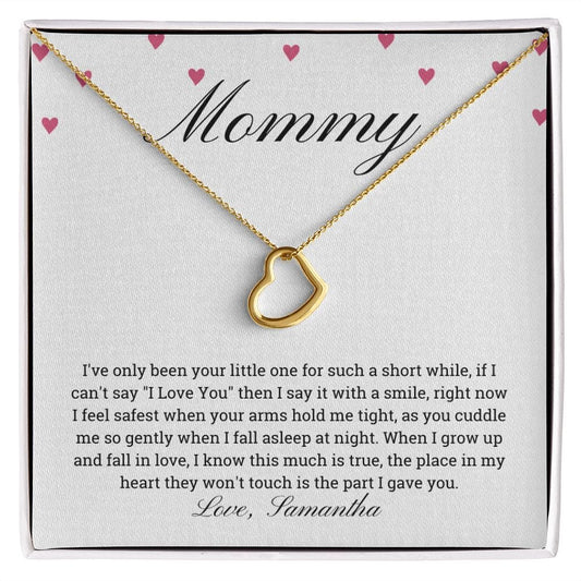 First Mother's day gift Heart pendant necklace , Personalized Gift for New Mom from Baby Girl or Baby Boy