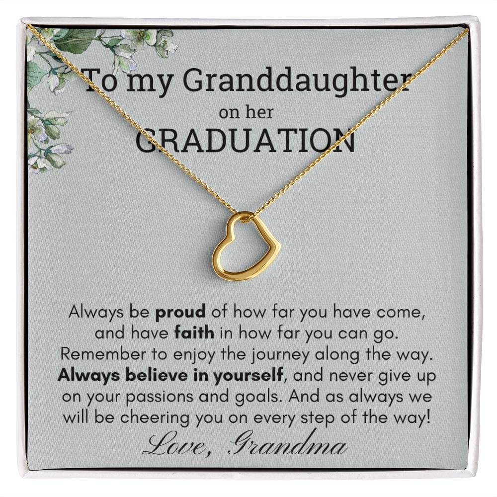 Personalized Granddaughter Gift from grandma/nana/mamaw/nonna for graduation, Delicate heart necklace