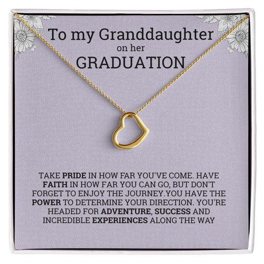Granddaughter Gift from grandparents for graduation, Delicate heart necklace