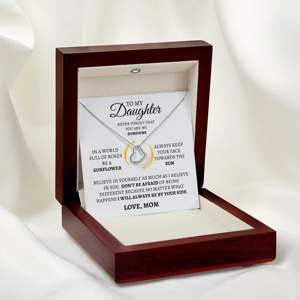 Daughter Delicate Heart Necklace- You are my sunshine