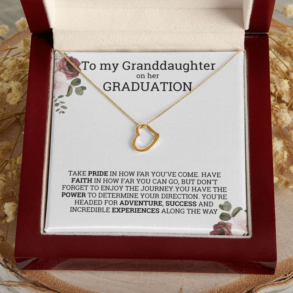 Graduation Gift for granddaughter from grandma, grandpa, grandparents Heart pendant necklace