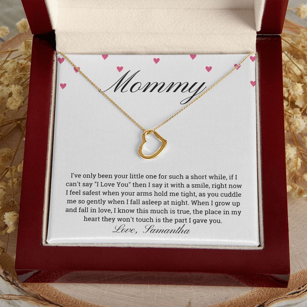 First Mother's day gift Heart pendant necklace , Personalized Gift for New Mom from Baby Girl or Baby Boy