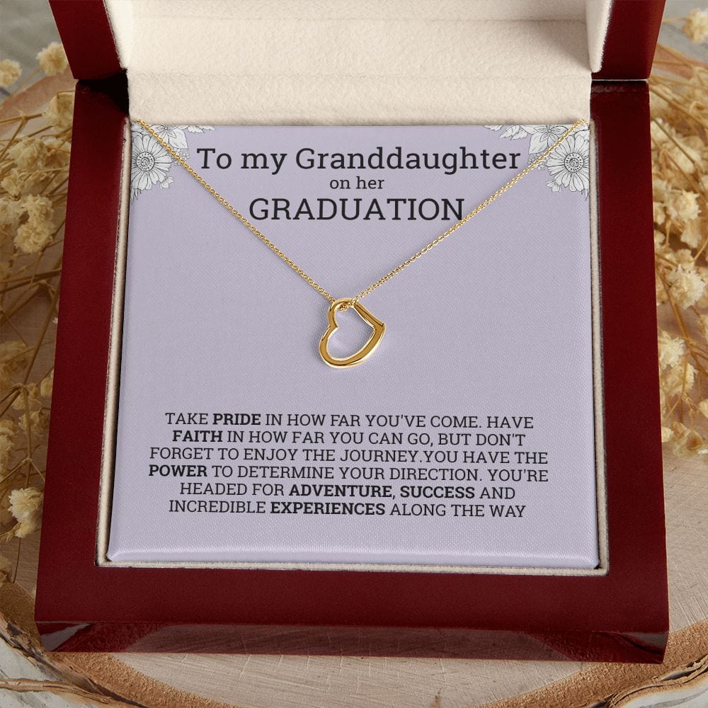 Granddaughter Gift from grandparents for graduation, Delicate heart necklace