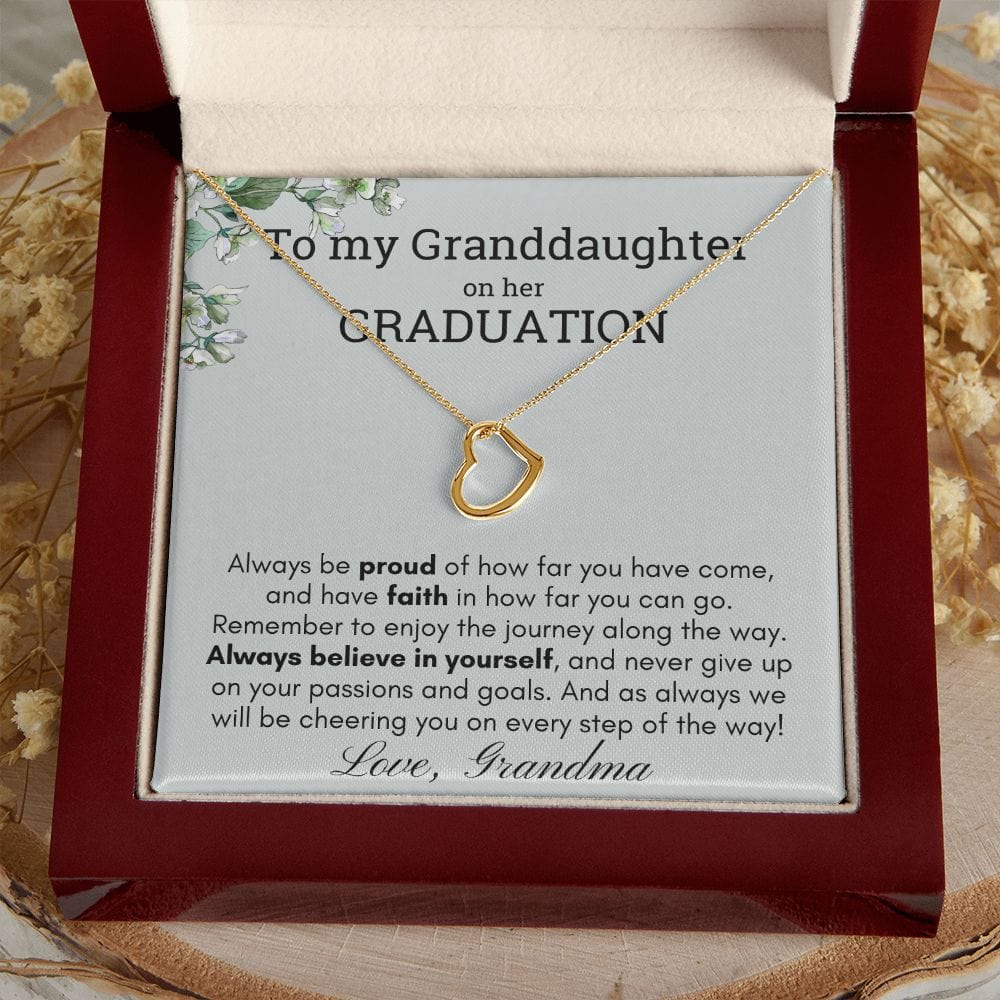 Personalized Granddaughter Gift from grandma/nana/mamaw/nonna for graduation, Delicate heart necklace