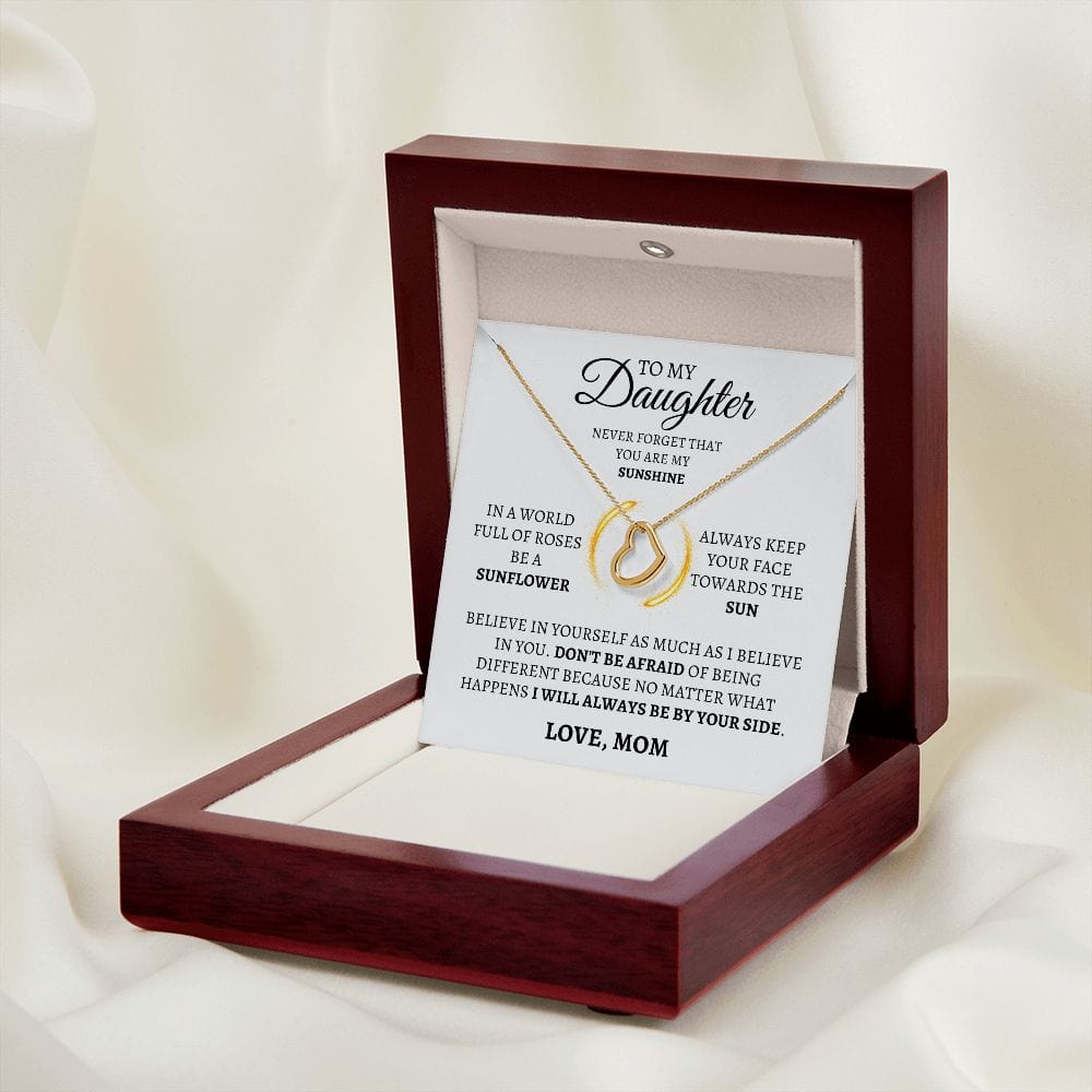 Daughter Delicate Heart Necklace- You are my sunshine