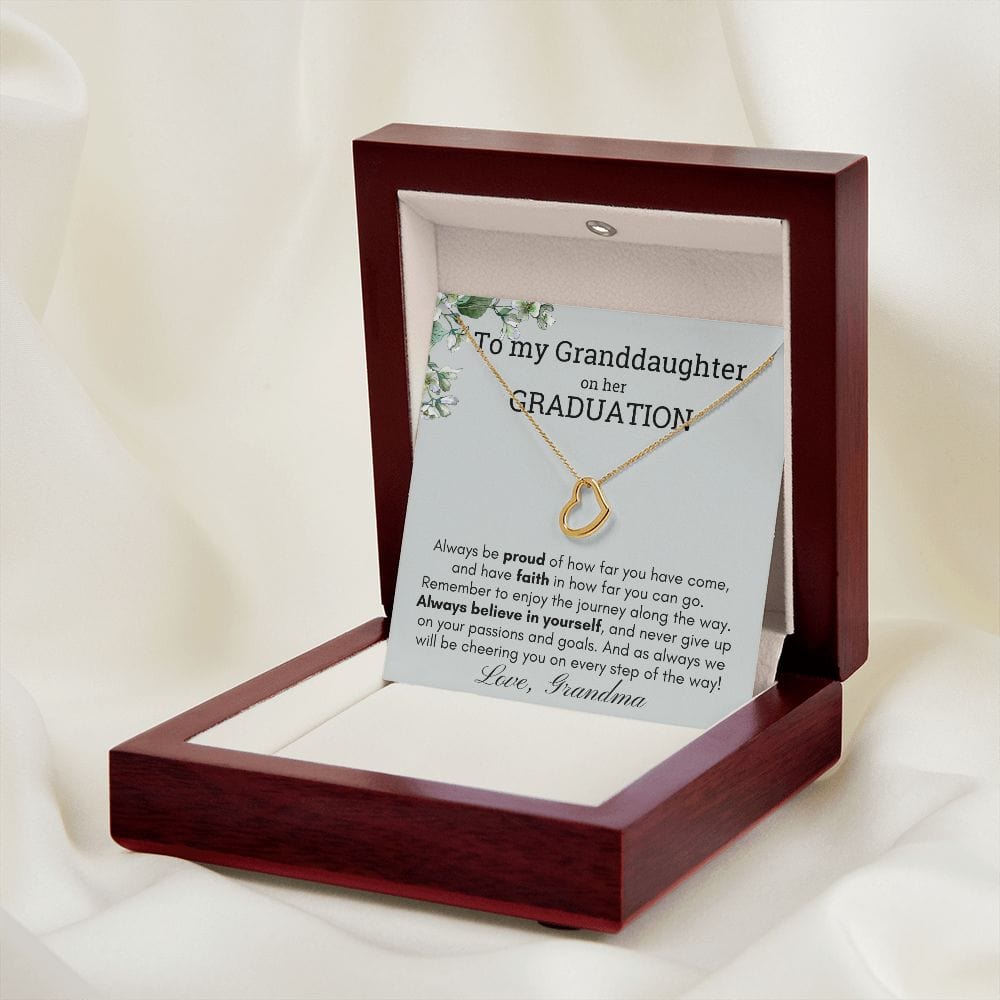Personalized Granddaughter Gift from grandma/nana/mamaw/nonna for graduation, Delicate heart necklace