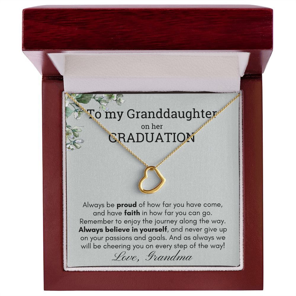 Personalized Granddaughter Gift from grandma/nana/mamaw/nonna for graduation, Delicate heart necklace