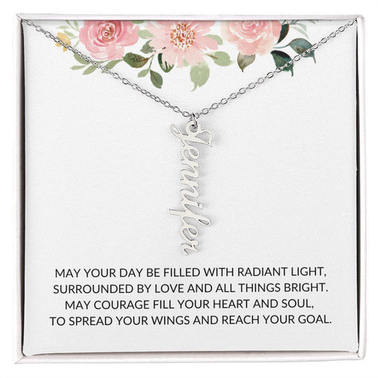 First Holy Communion, Baptism, Christening Gift Vertical Name Necklace