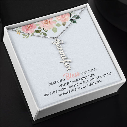 First Holy communion, Baptism, Christening gift : Personalized Vertical Name Necklace