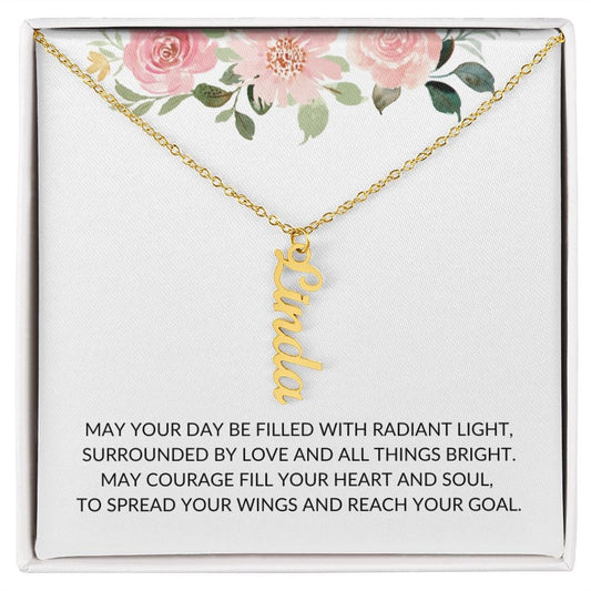 First Holy Communion, Baptism, Christening Gift Vertical Name Necklace
