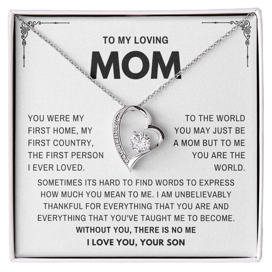 To my Loving Mom- Mother's day Gift From Son- Forever Love Necklace