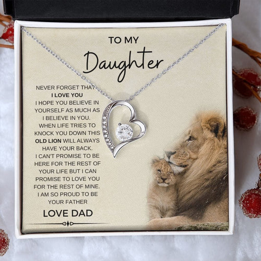 Heart Pendant- This old Lion- Daughter Gift
