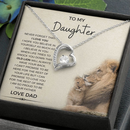 Heart Pendant- This old Lion- Daughter Gift