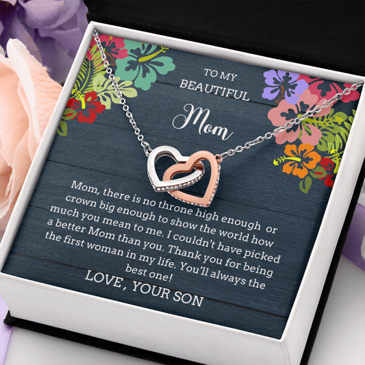 To Mom From Son Hearts Necklace