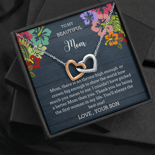 To Mom From Son Hearts Necklace
