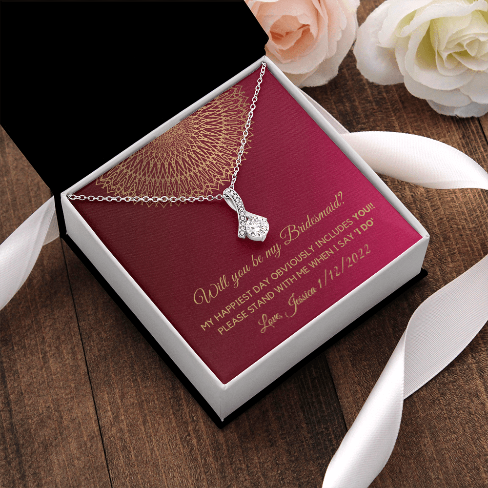 Personalized Will you be my bridesmaid Silver Necklace