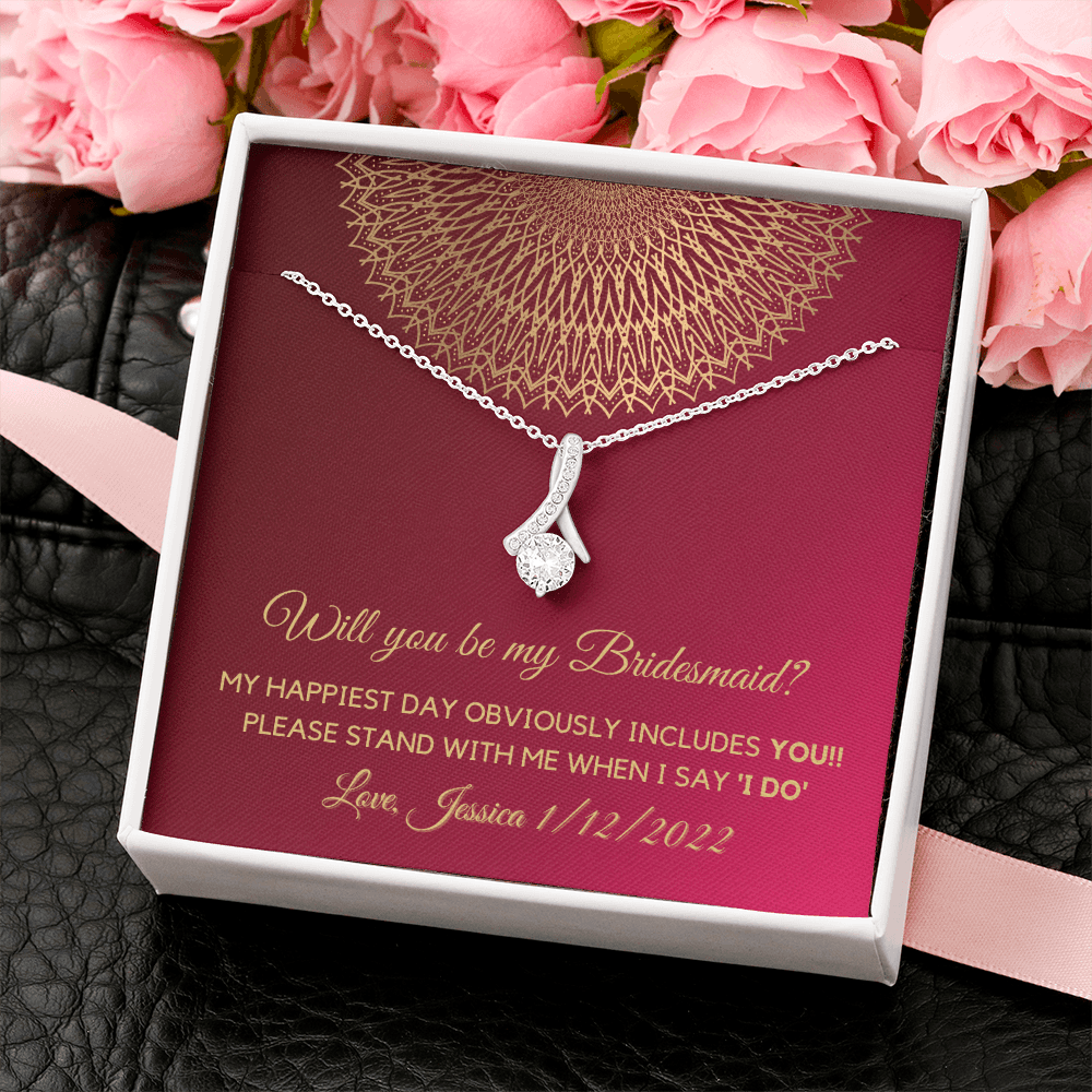 Personalized Will you be my bridesmaid Silver Necklace