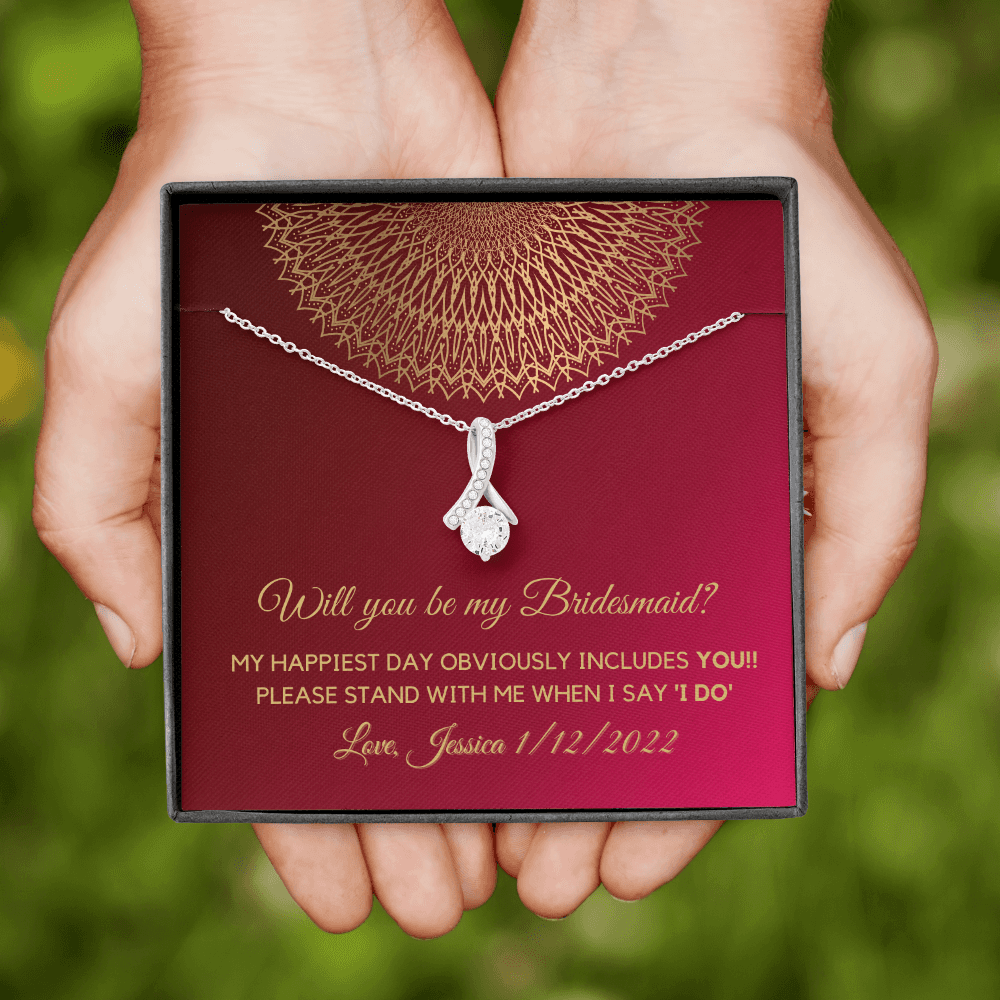 Personalized Will you be my bridesmaid Silver Necklace