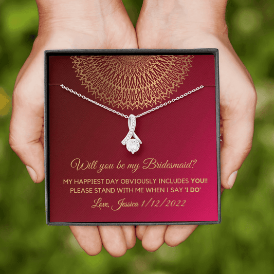 Personalized Will you be my bridesmaid Silver Necklace