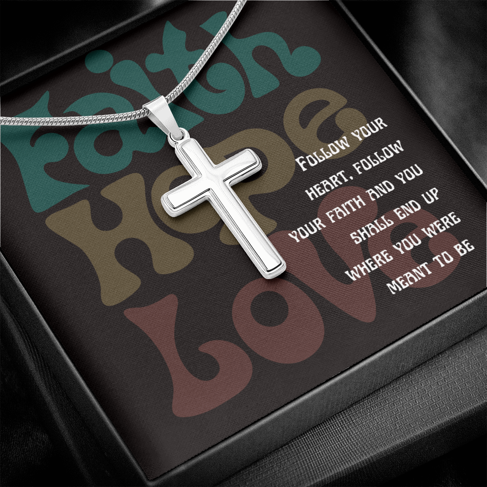 Personalized Cross Jewelry Necklace Faith , Hope , love